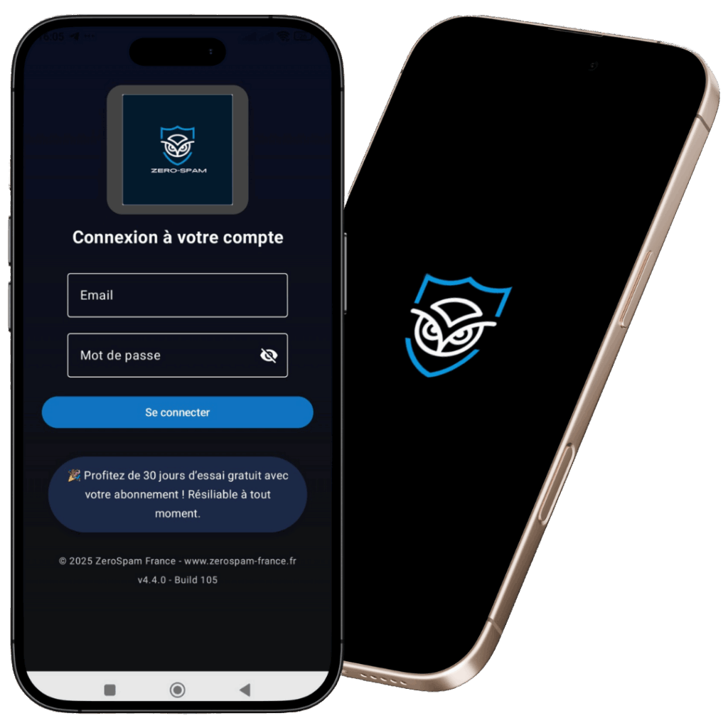 ZeroSpam - L'Application Anti-Spam #1 pour Bloquer les Appels et SMS Indésirables 🚫📵" Protégez votre téléphone des appels frauduleux, arnaques et spams SMS grâce à ZeroSpam, la solution anti-spam la plus efficace en France. ✔ Blocage automatique des numéros indésirables ✔ Filtrage intelligent des SMS frauduleux ✔ Protection en temps réel contre les arnaques téléphoniques ✔ Liste noire personnalisable pour bloquer qui vous voulez ✔ Mise à jour quotidienne pour une sécurité optimale 📲 Téléchargez ZeroSpam et dites adieu aux spams téléphoniques ! 🚀